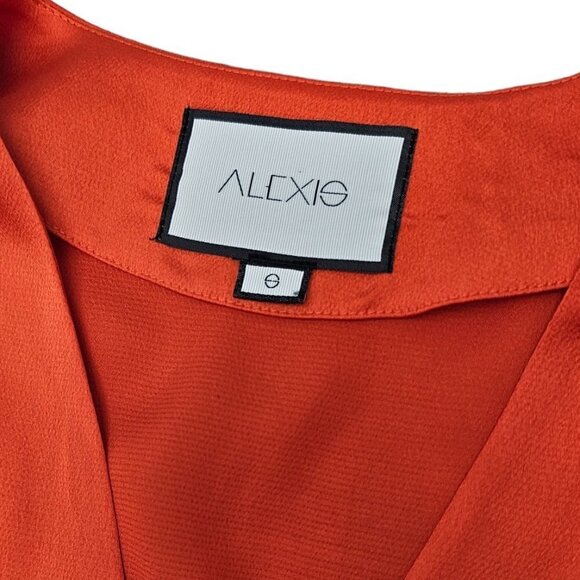 Alexis V-Neck Orange Frill Cuff Romper Wrap Around TIe Waist Puff Sleeve  Size S - Picture 6 of 9